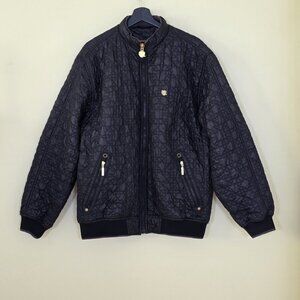 Vtg Rocawear Quilted Jacket Mens M Black Full Zip LS No Hood Pockets Logo Rapper